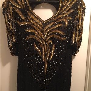 Vintage maxi Silk Mark & John by Sam beads& sequin
